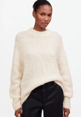 Madewell Wool-Alpaca Blend Bouclé-Knit Oversized Sweater Alabaster Women's XS